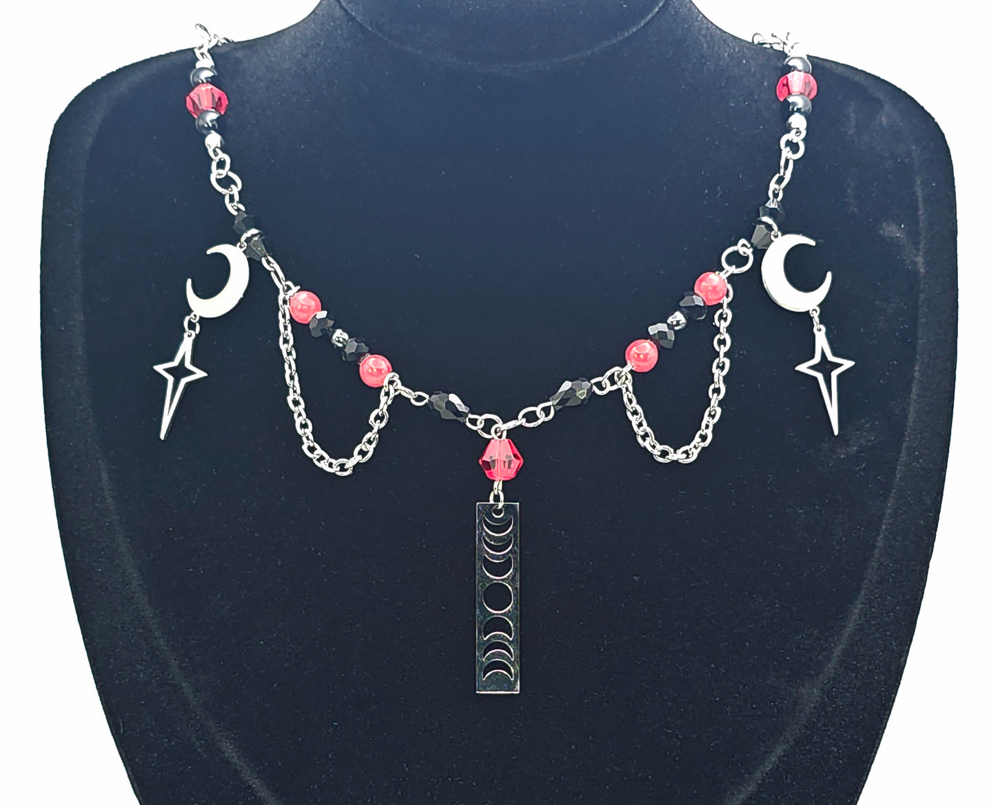 Crimson Moon Veil Necklace
