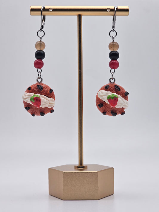 Strawberries and Cream Pastry Earrings