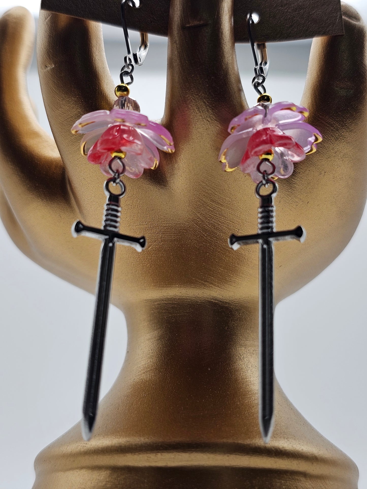 Arcadian Sword and Flowers Earrings
