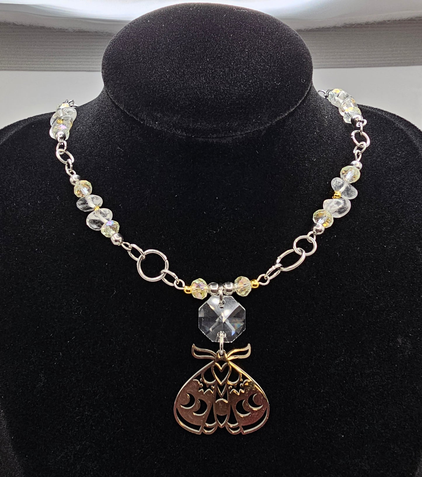 Crystal Moonlight Moth Necklace