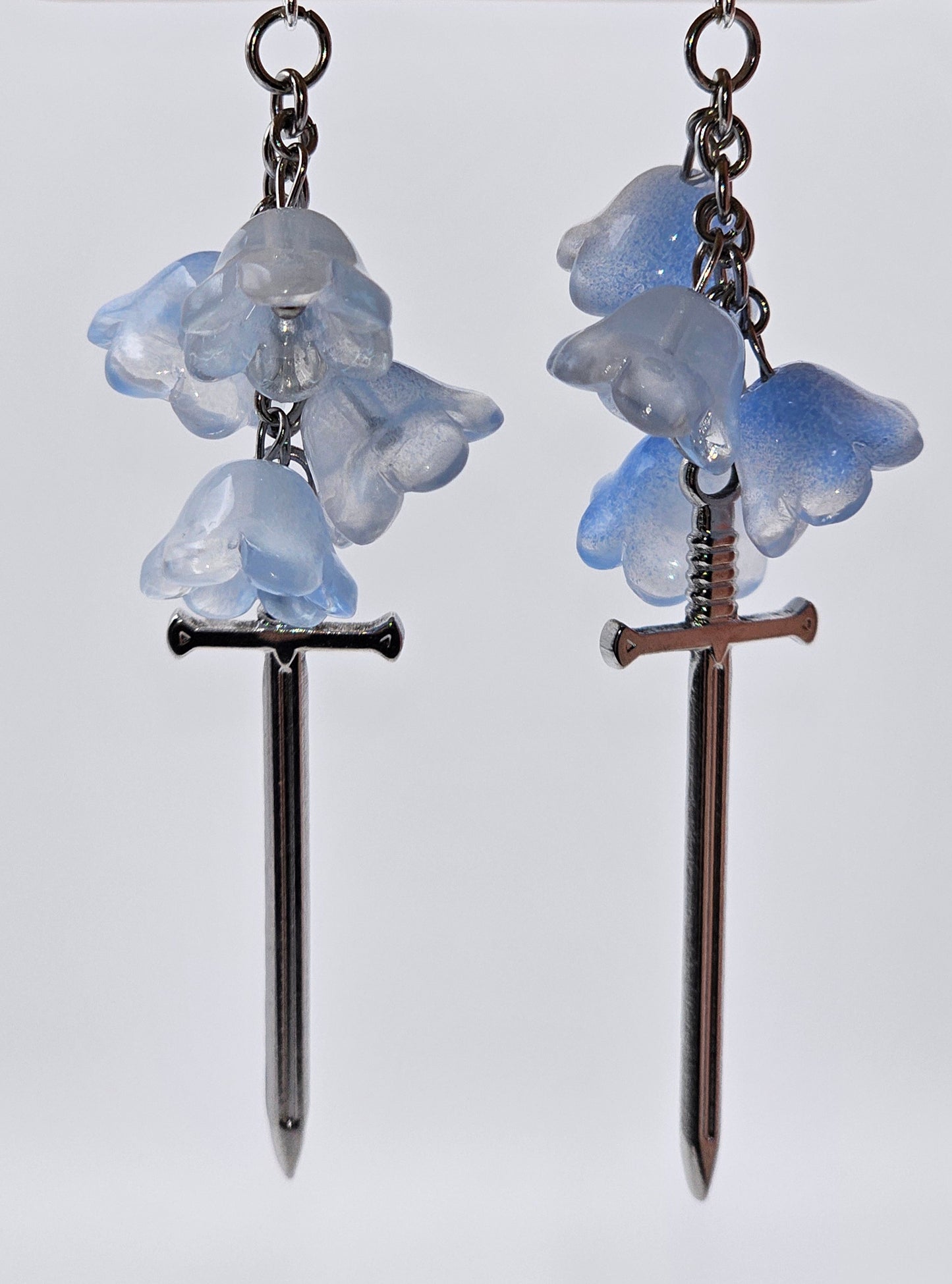 Blue Bellflowers and Blades Earrings