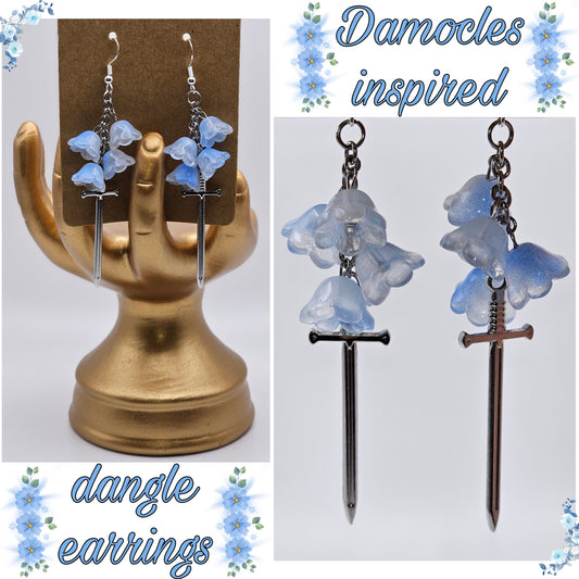 Blue Flowers Dangle Earrings