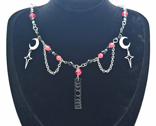 Crimson Moon Veil Necklace