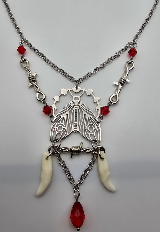 Moth, Wire, and Teeth necklace