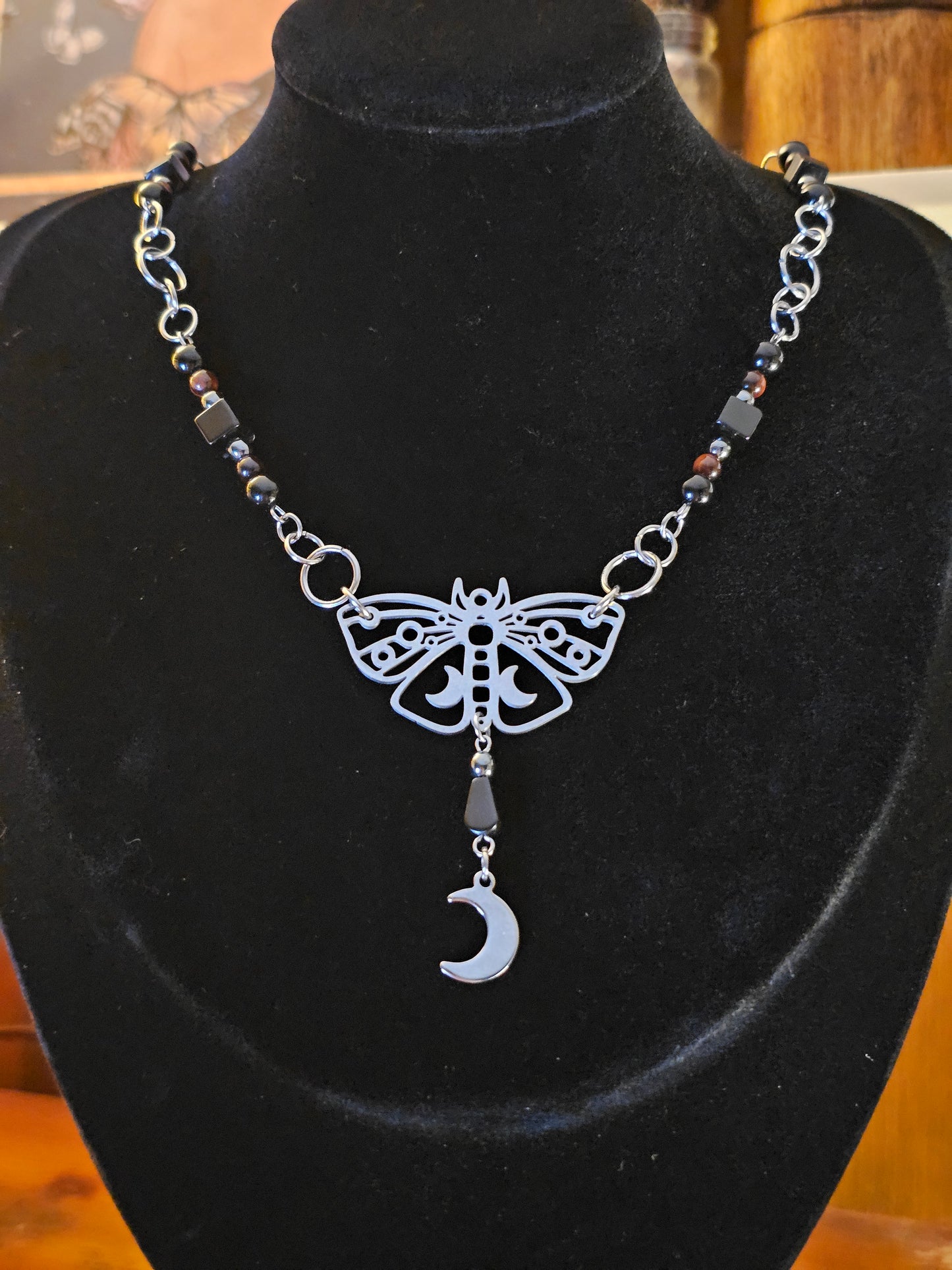 Midnight Moth to Embers Necklace