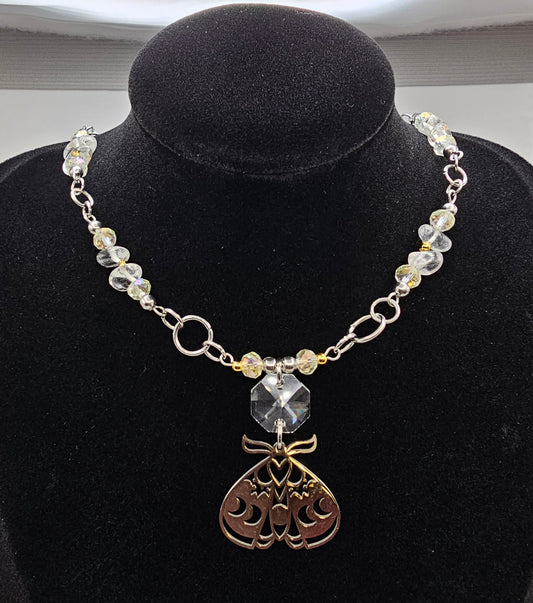 Crystal Moonlight Moth Necklace