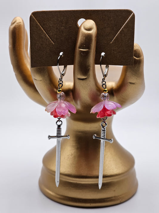 Arcadian Sword and Flowers Earrings