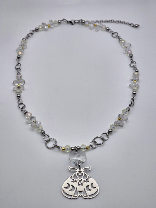 Crystal Moonlight Moth Necklace
